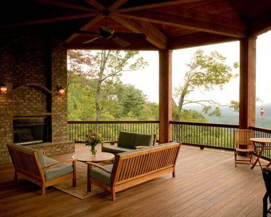 Log Cabin Covered Deck Ideas